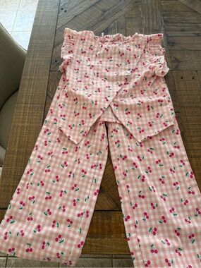 Pink Gingham Cherry  Set for Kids
